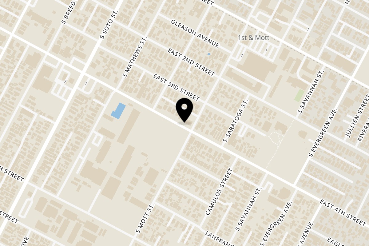 Map showing the location of Birrieria La Tapatia on 2635 East 4th St in Los Angeles
